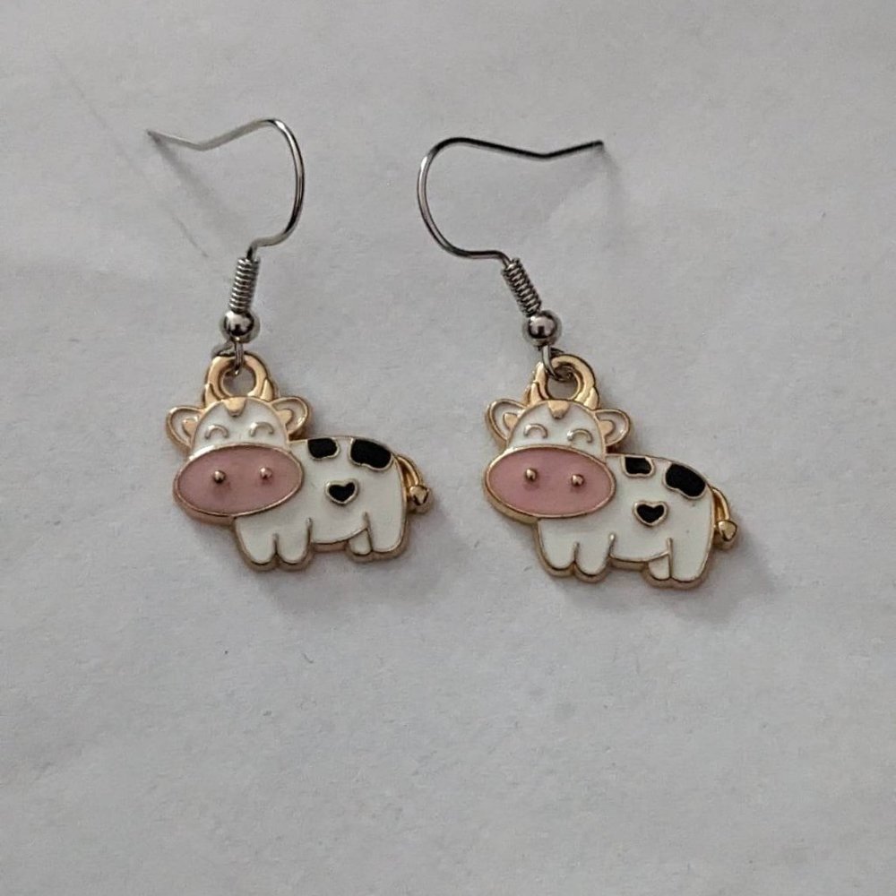 White Cow Earrings